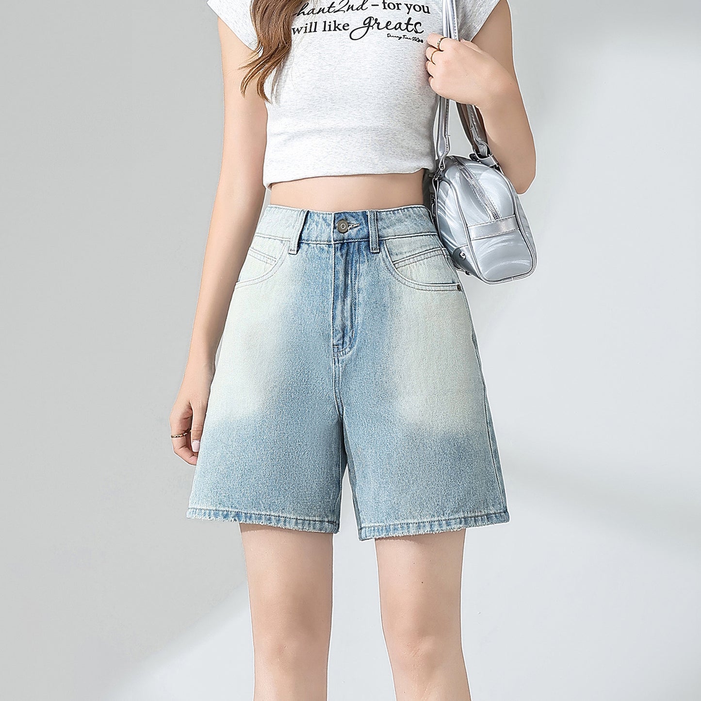 Women's High Waist Loose Retro Blue Shorts Denim Shorts