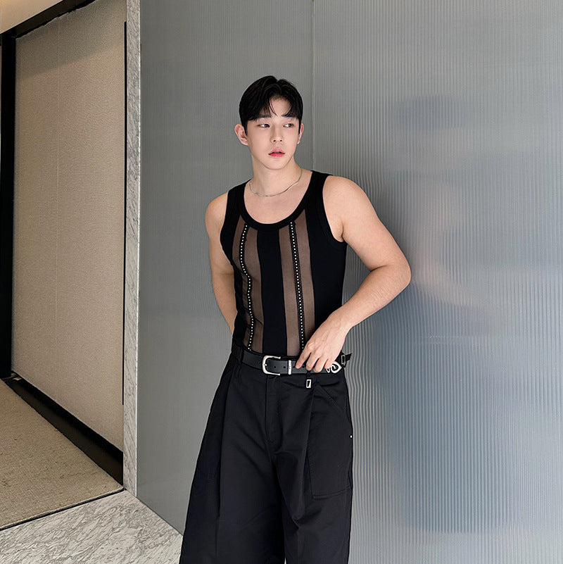 Personalized Abstinence Hollow Out Stitching Vest Niche Hollow Knitted