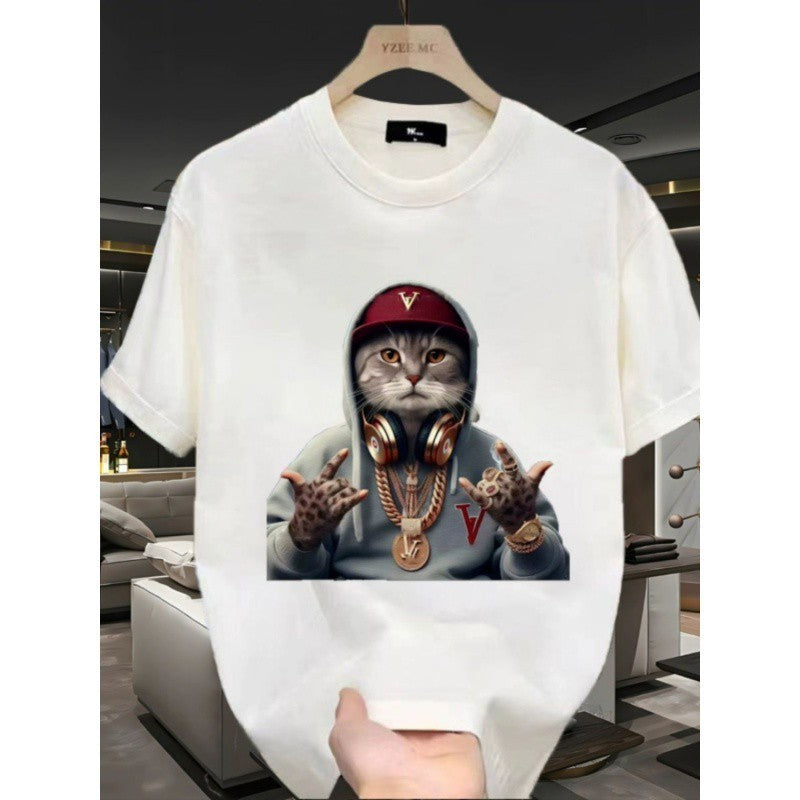 Men's Heavy Niche Personality Creative Design Printed Skin-friendly Short Sleeve