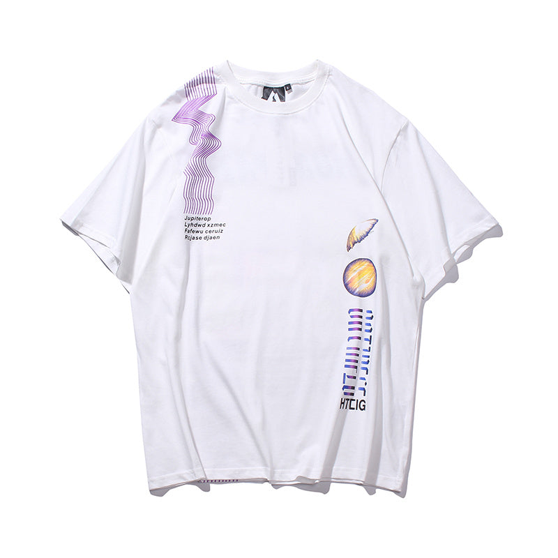 Loose Exploration Starry Sky Print Hundred Short Sleeves