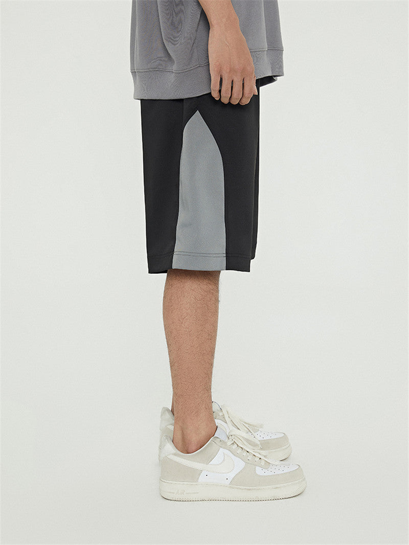 Side Contrast Color Deconstruction Stitching Short