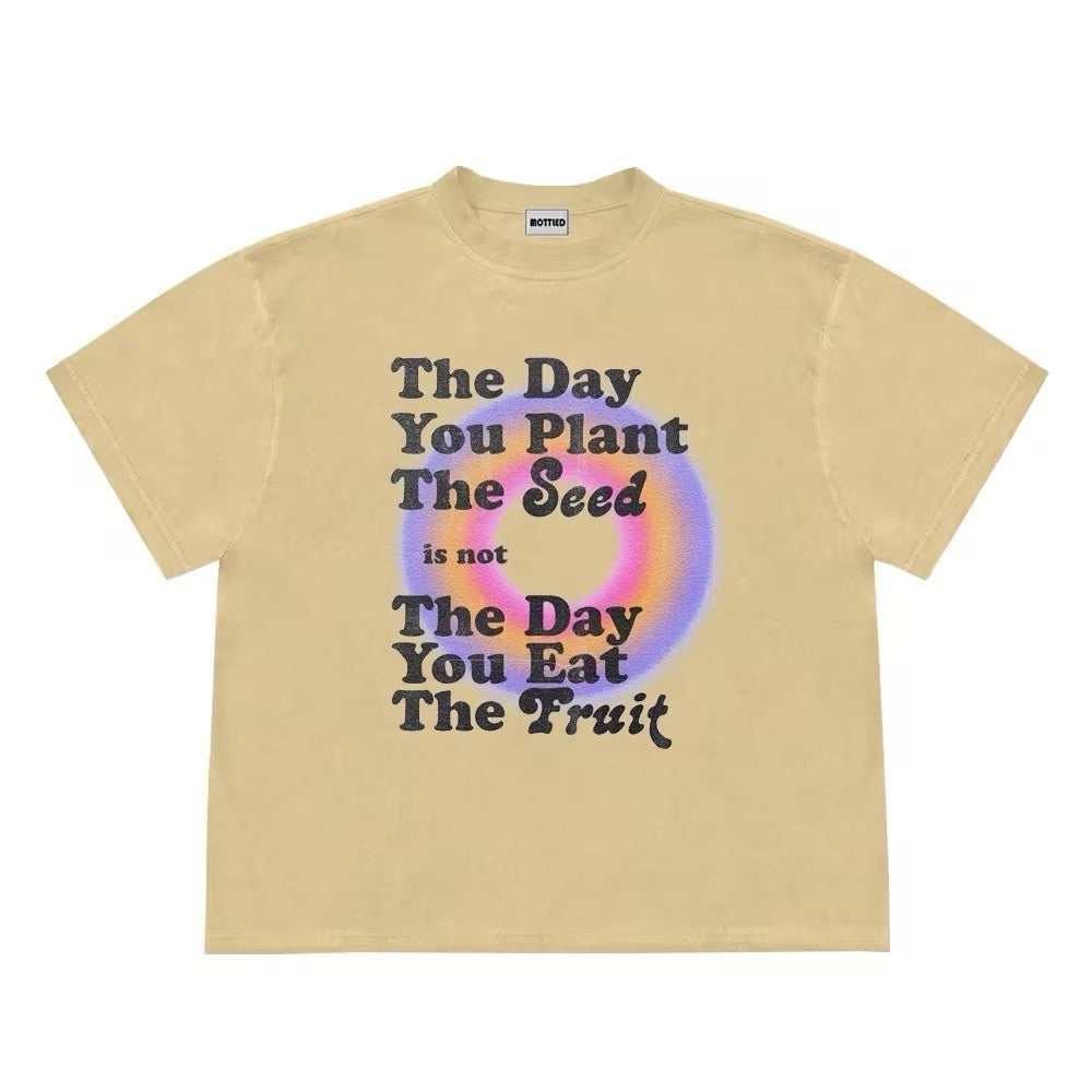 American Retro Hip Hop Letter Short Sleeve Top