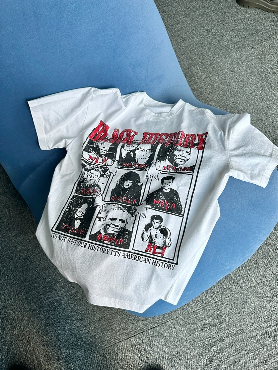 Portrait Distressed Printed Casual White Short-sleeved T-shirt