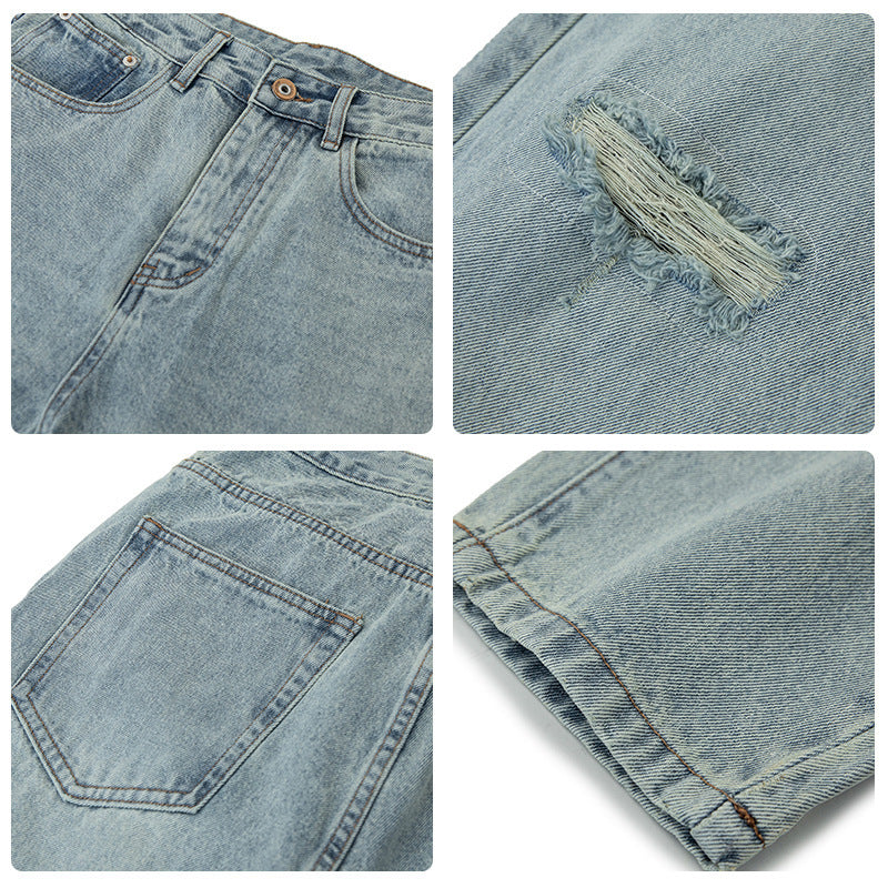 American Retro Washed Ripped Jeans For Men