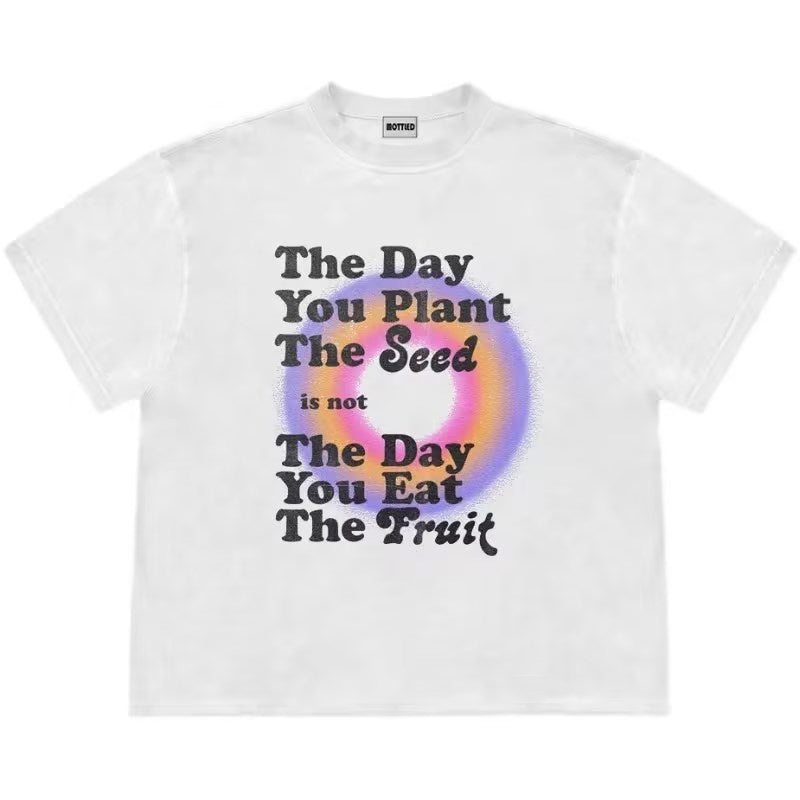 American Retro Hip Hop Letter Short Sleeve Top