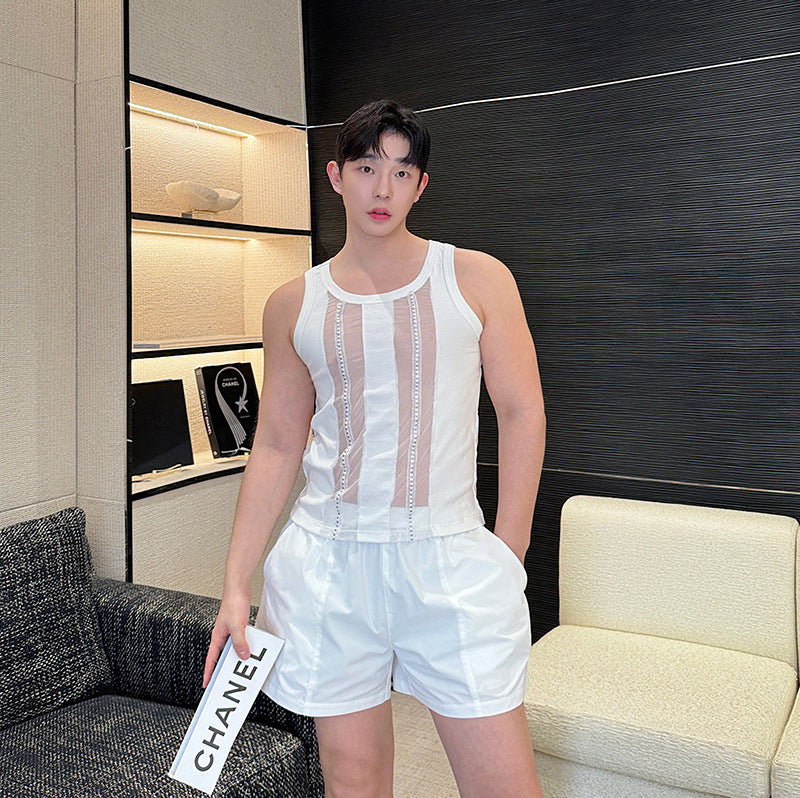 Personalized Abstinence Hollow Out Stitching Vest Niche Hollow Knitted