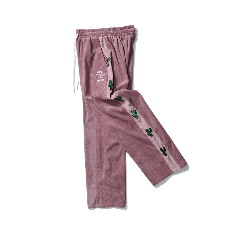 Corduroy loose straight-leg pants