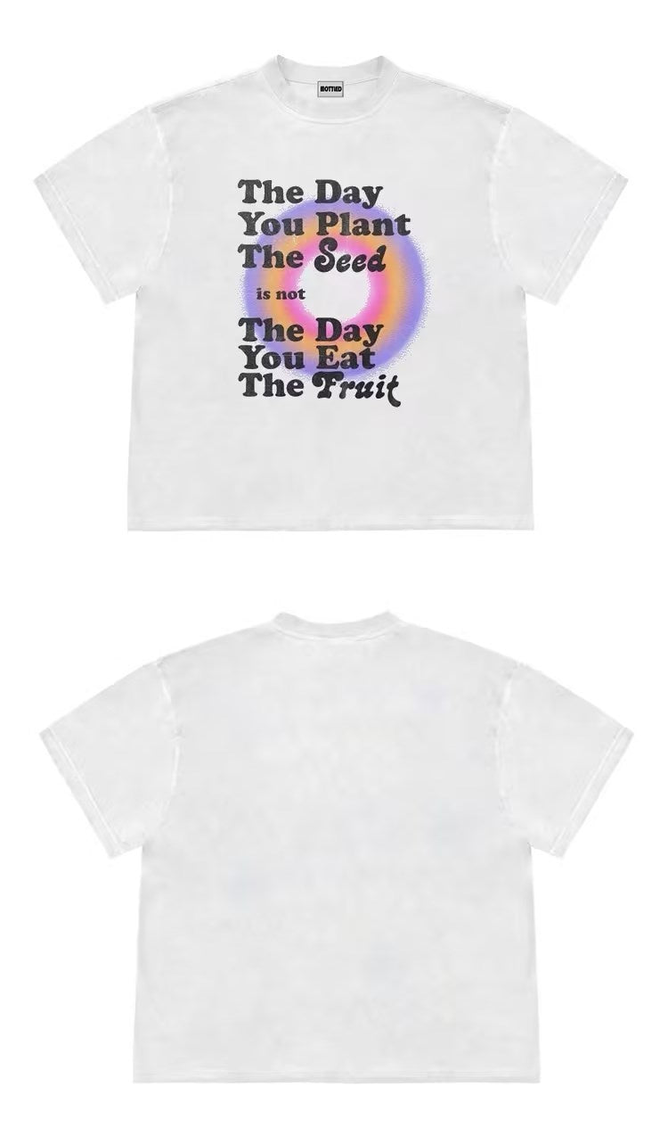 American Retro Hip Hop Letter Short Sleeve Top
