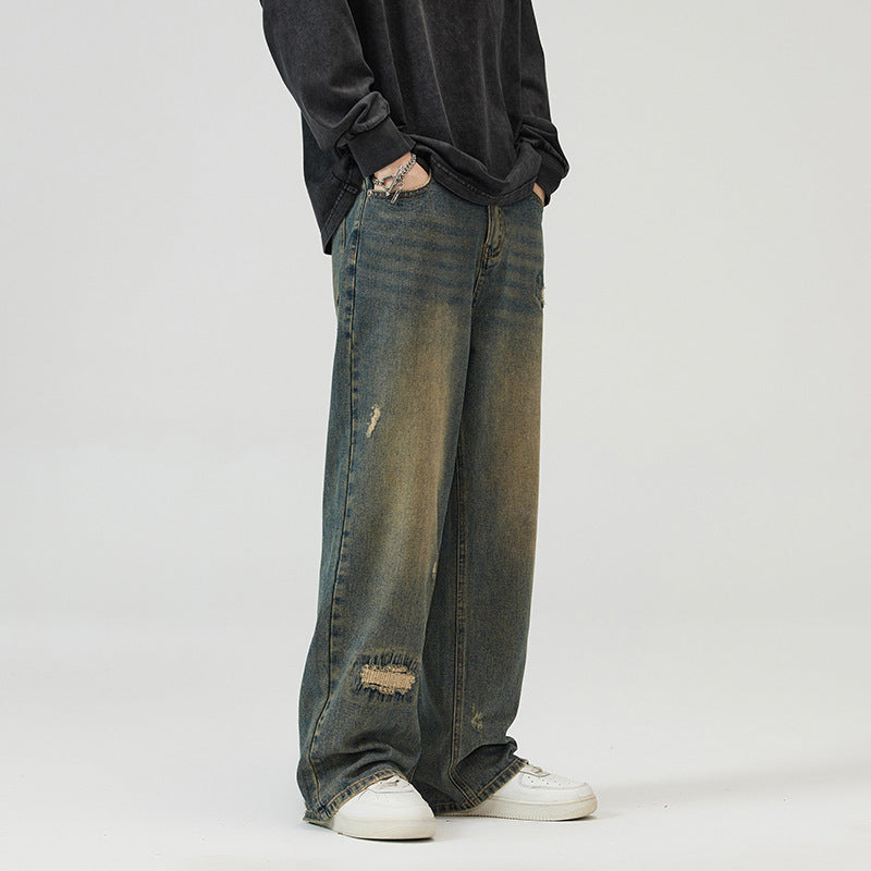 Fashion Irregular With Personality Ripped Jeans Men
