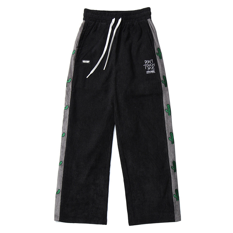 Corduroy loose straight-leg pants