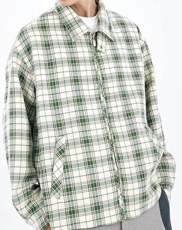 Original Design Jacket In Green Plaid Fabric