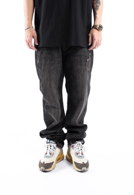 Retro Washed Loose Black Denim Trousers