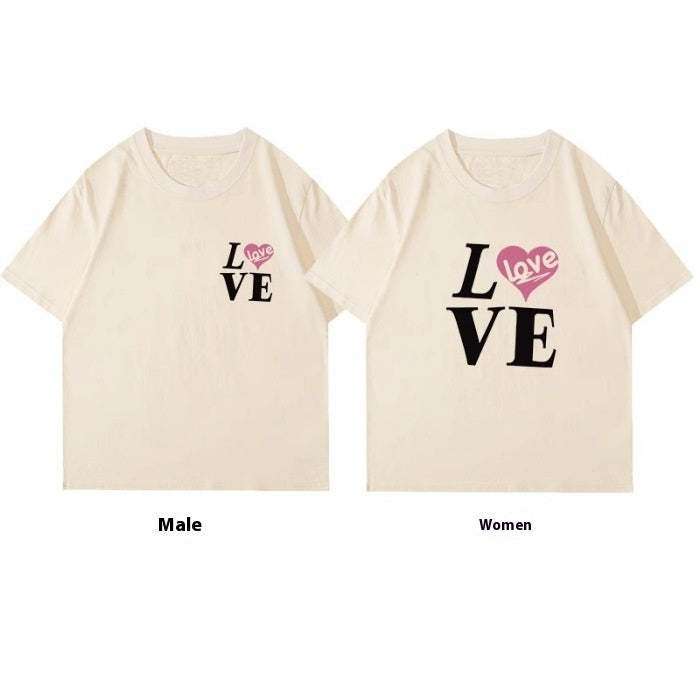 Super Popular Pure Cotton Men's And Women's Short-sleeved Special Couple Wear Summer Ins Style Round
