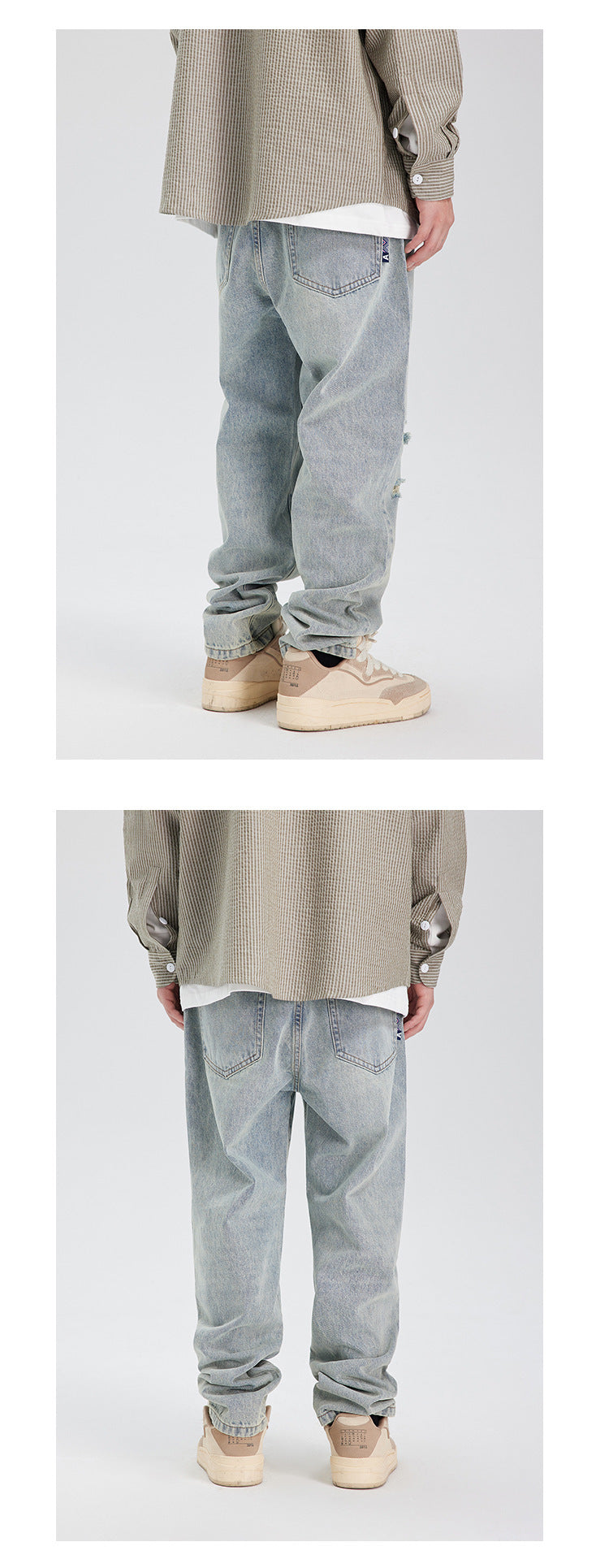 American Retro Washed Ripped Jeans For Men