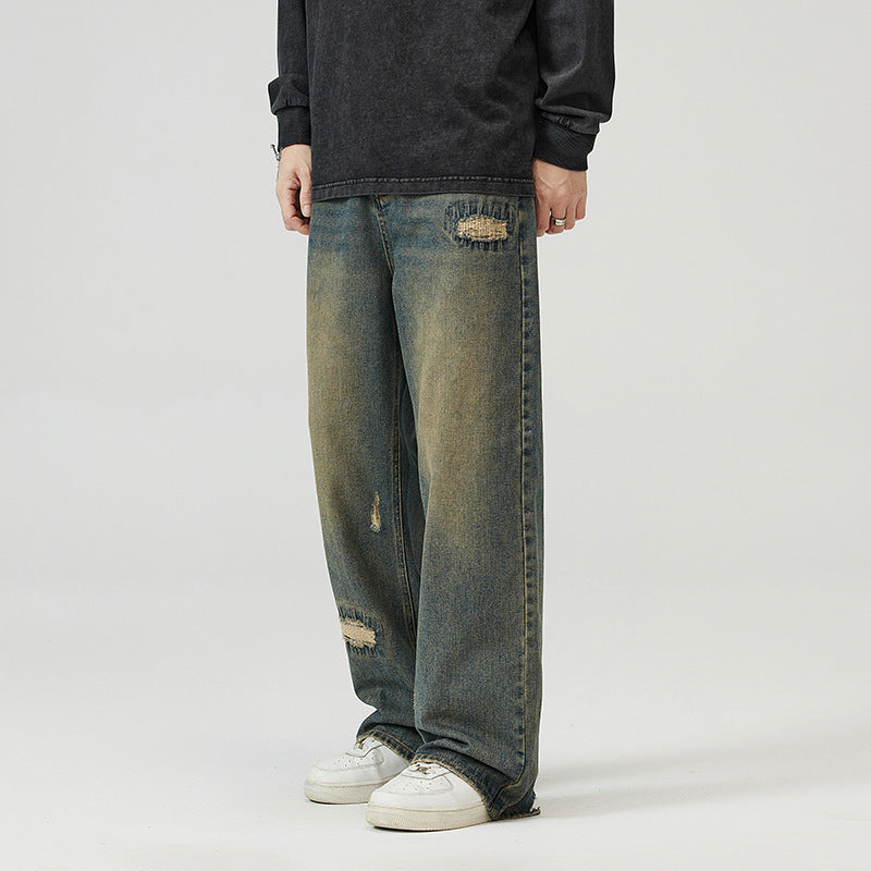 Fashion Irregular With Personality Ripped Jeans Men