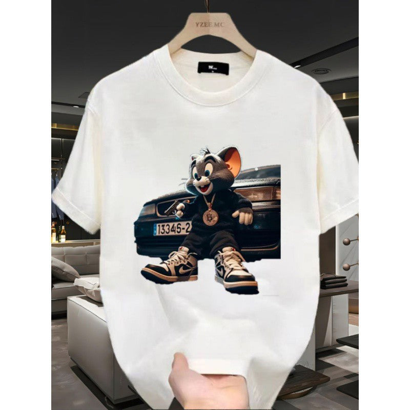 Men's Heavy Niche Personality Creative Design Printed Skin-friendly Short Sleeve
