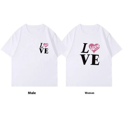 Super Popular Pure Cotton Men's And Women's Short-sleeved Special Couple Wear Summer Ins Style Round