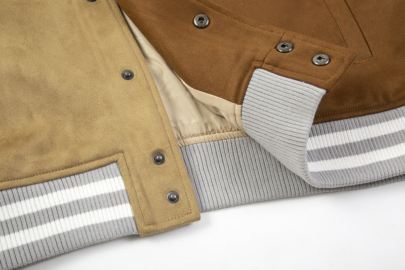 European And American High Street Ins Fashion Brand Suede Color Matching Coat