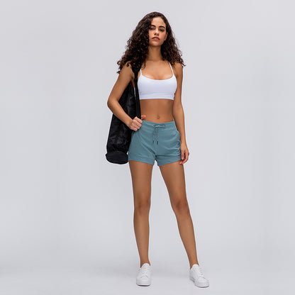 Elastic lace-up track shorts
