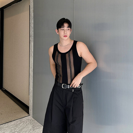 Personalized Abstinence Hollow Out Stitching Vest Niche Hollow Knitted