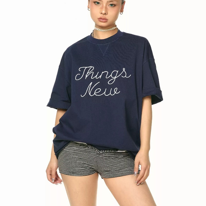 Round Neck Letter Short Sleeve T-shirt For Women Summer New Loose