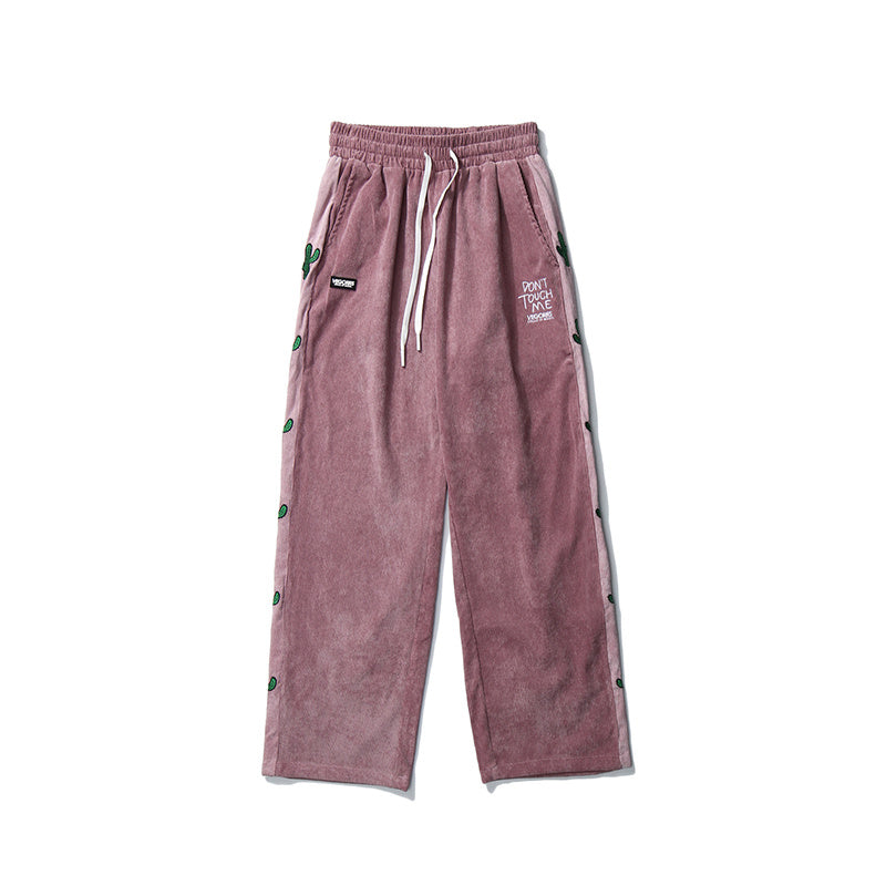 Corduroy loose straight-leg pants