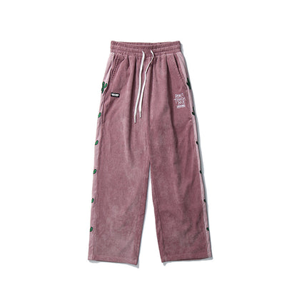 Corduroy loose straight-leg pants