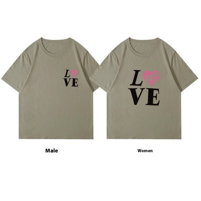 Super Popular Pure Cotton Men's And Women's Short-sleeved Special Couple Wear Summer Ins Style Round