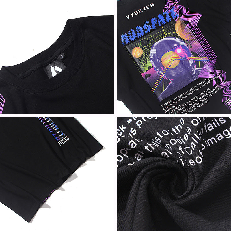 Loose Exploration Starry Sky Print Hundred Short Sleeves
