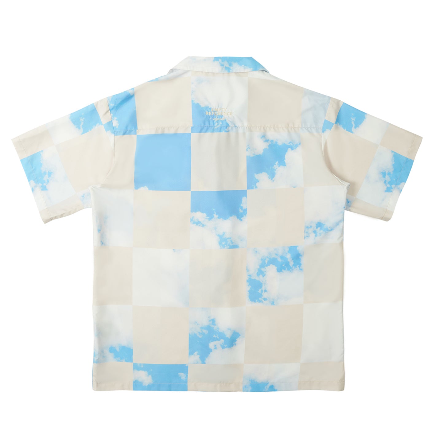 Blue Checkerboard Plaid Sky Print Short Sleeve Shirt Men's Loose Casual Shirt
