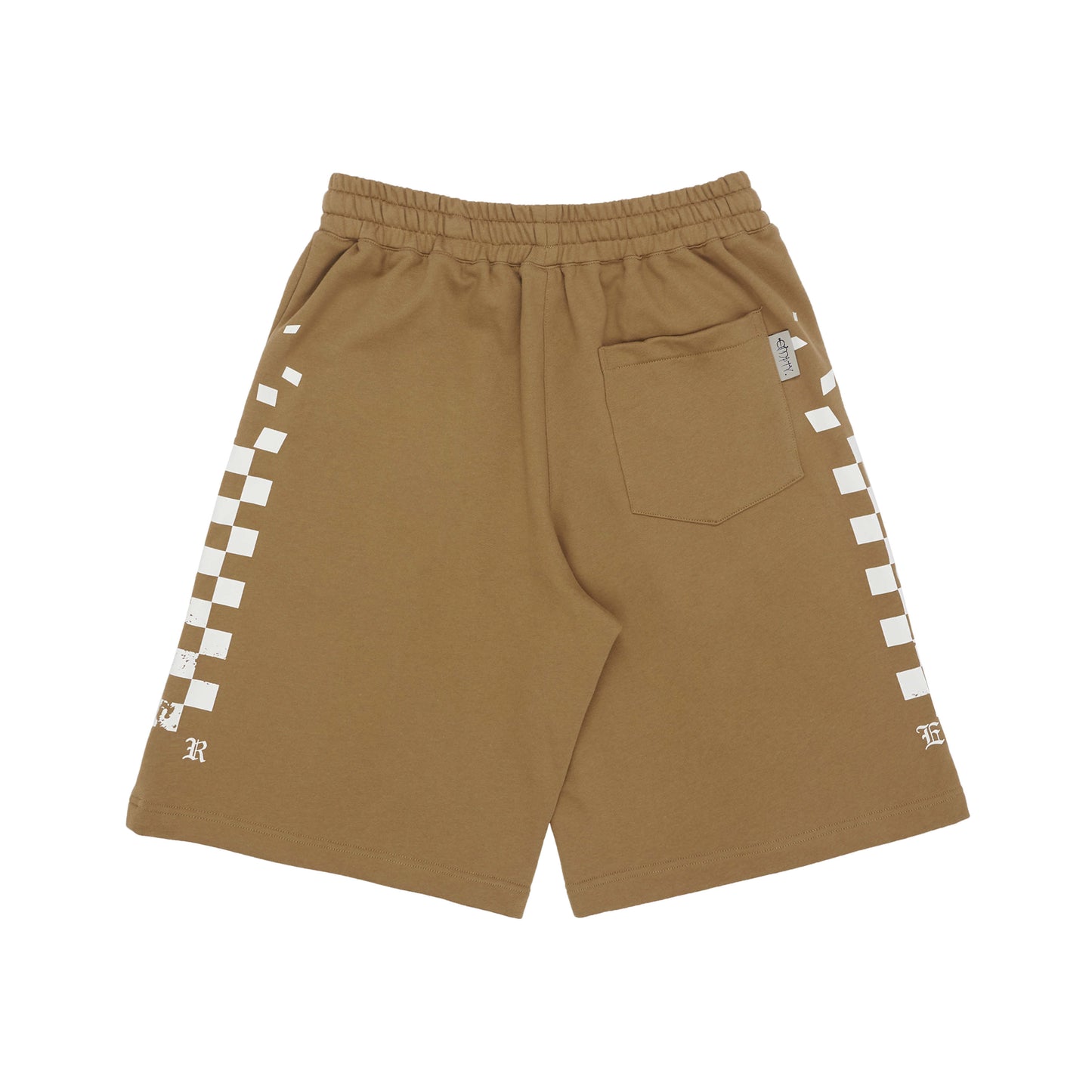 Beige Knit Check Print Shorts
