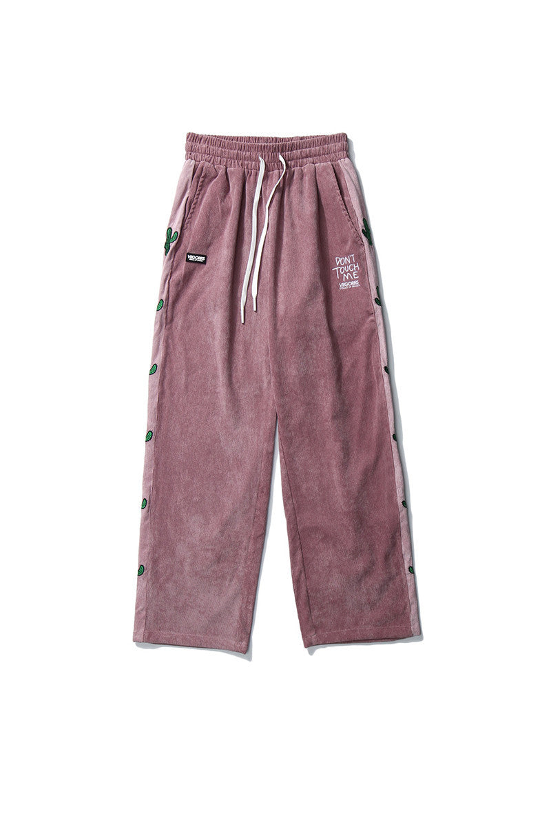 Corduroy loose straight-leg pants