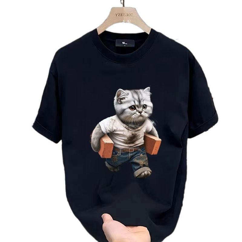 Men's Heavy Niche Personality Creative Design Printed Skin-friendly Short Sleeve