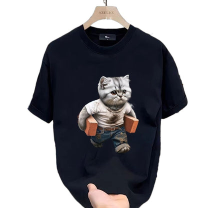 Men's Heavy Niche Personality Creative Design Printed Skin-friendly Short Sleeve