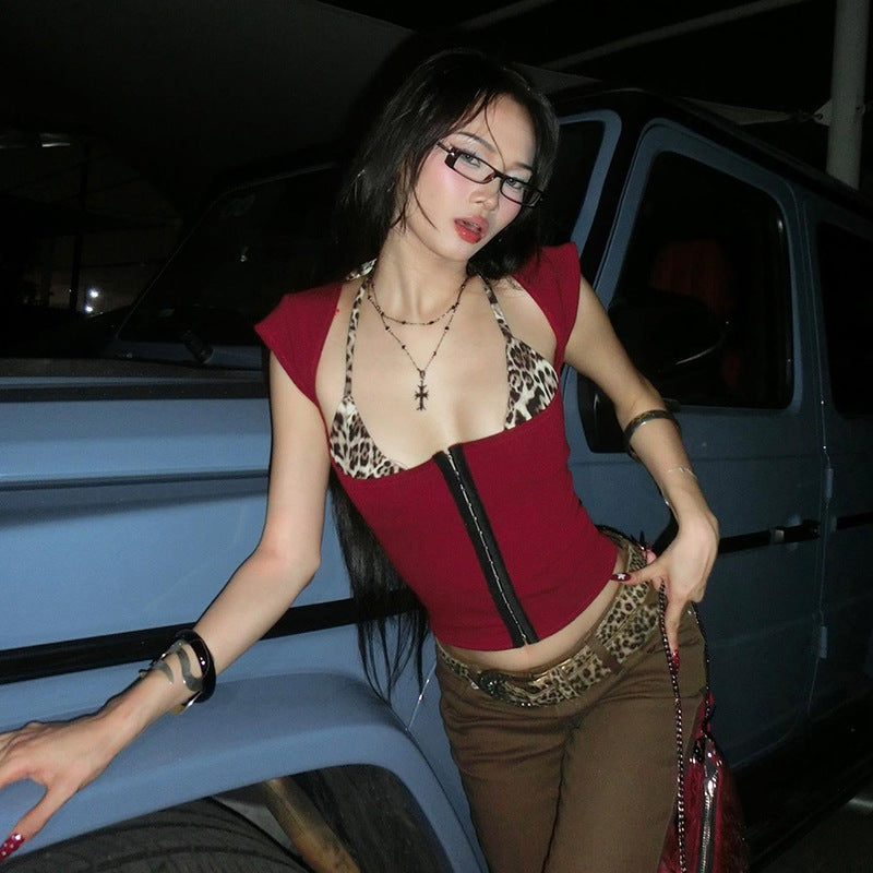 Women's Clothing Personality All-match Leopard Print Top