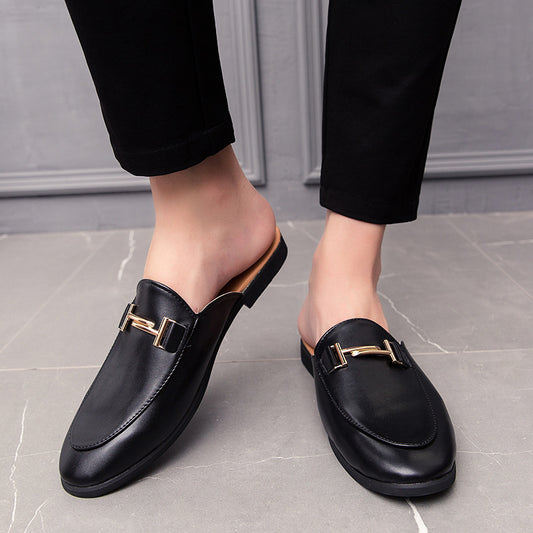 Half Slippers Personality Wear British Style Closed Toe Without Heel Casual Sandals