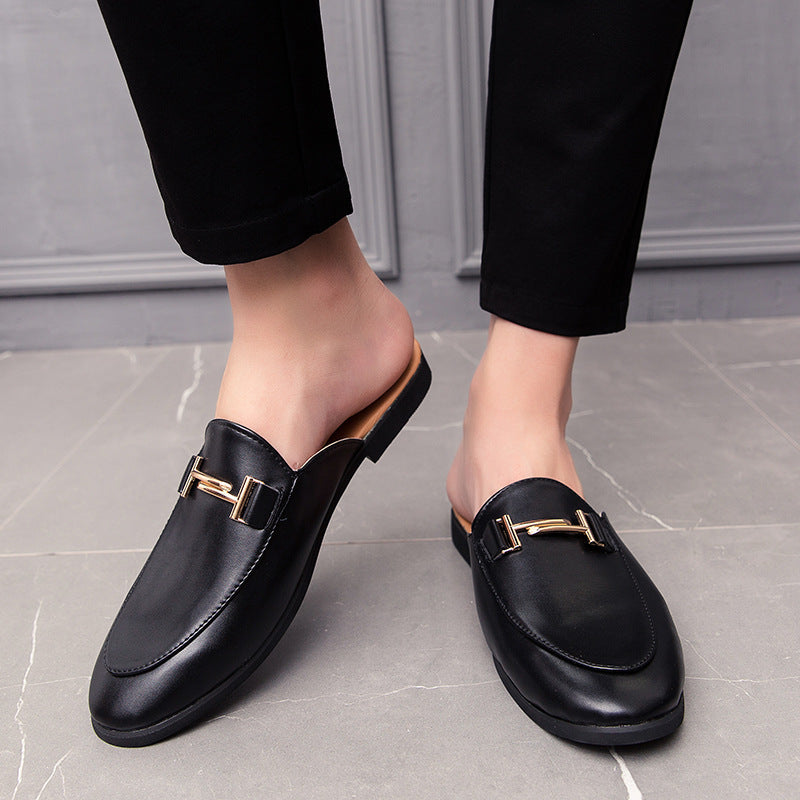 Half Slippers Personality Wear British Style Closed Toe Without Heel Casual Sandals