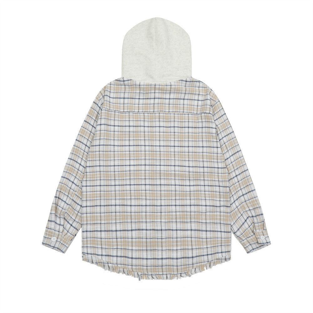 Fashionable All-match Hooded Plaid Shirt For Men