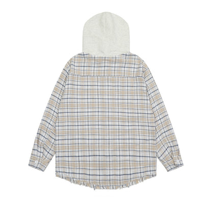 Fashionable All-match Hooded Plaid Shirt For Men