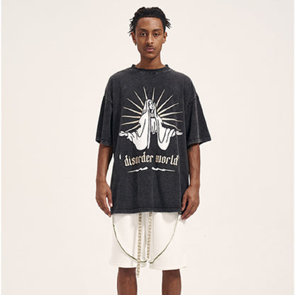Vintage Pure White Webbing Men's Terry Drawstring Shorts