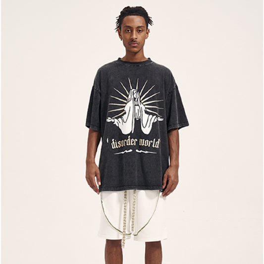 Vintage Pure White Webbing Men's Terry Drawstring Shorts