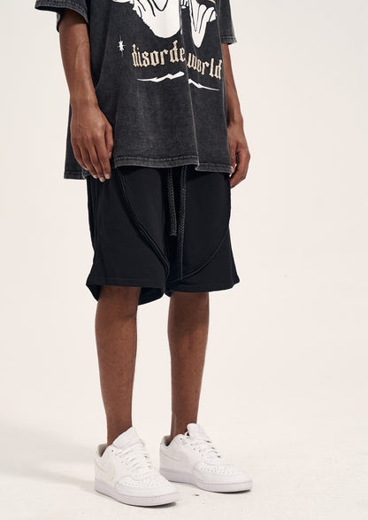 Vintage Pure White Webbing Men's Terry Drawstring Shorts