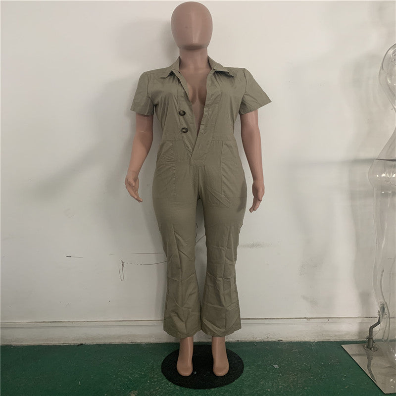 Sexy buttoned overalls