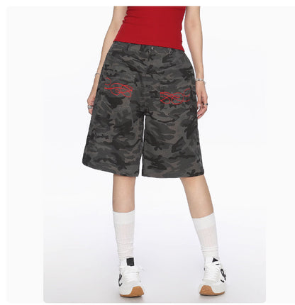 American Camouflage Multi-pocket Cropped Trousers