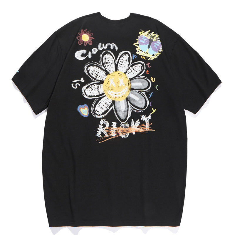 Face Short-sleeved T-shirt Men's National Tide Brand Couple Summer Clothes