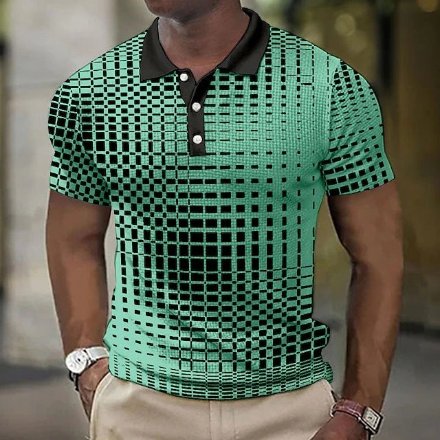 Fashion Plaid Pattern Men's Casual Short-sleeved Top