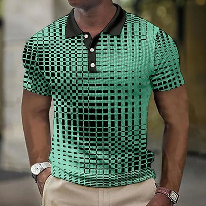 Fashion Plaid Pattern Men's Casual Short-sleeved Top