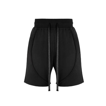 Vintage Pure White Webbing Men's Terry Drawstring Shorts