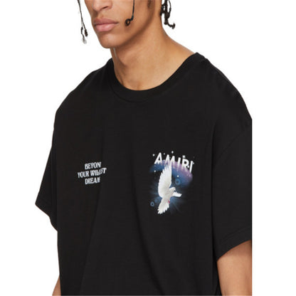 Rainbow Peace Dove Letter Print Short Sleeve