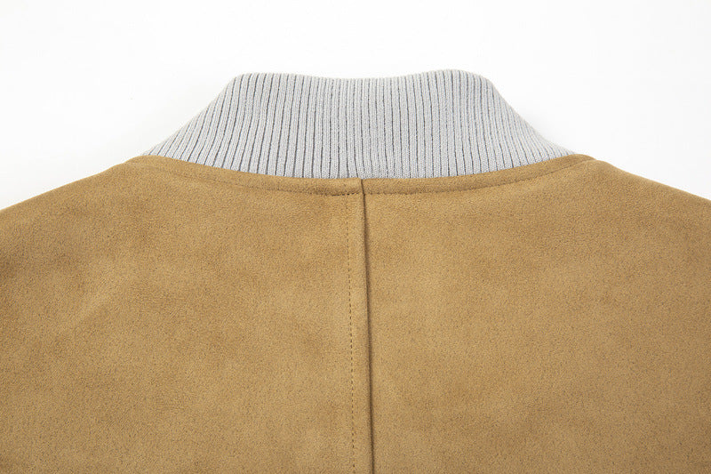 European And American High Street Ins Fashion Brand Suede Color Matching Coat